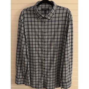 Mizzen+Main Blue Plaid Performance Menswear Dress Shirt Button Down XXL‎ Trim